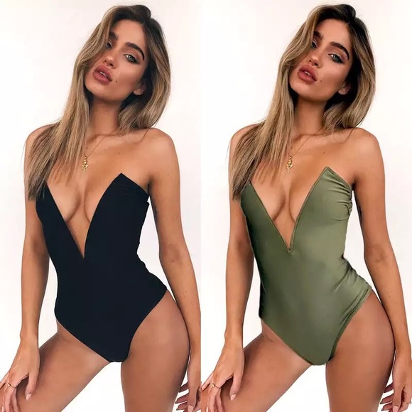 low v cut one piece swimsuit